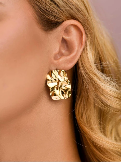 Kolczyki gniecione, stal pozłacana S211962Z00