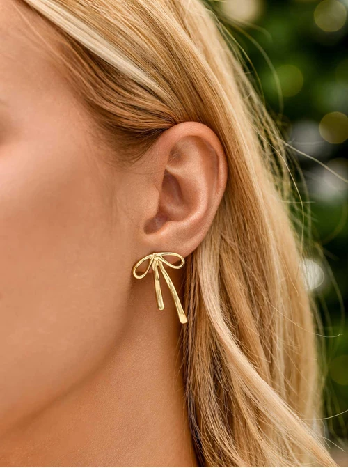 Kolczyki kokardki, stal pozłacana S211709Z00