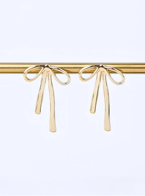 Kolczyki kokardki, stal pozłacana S211709Z00