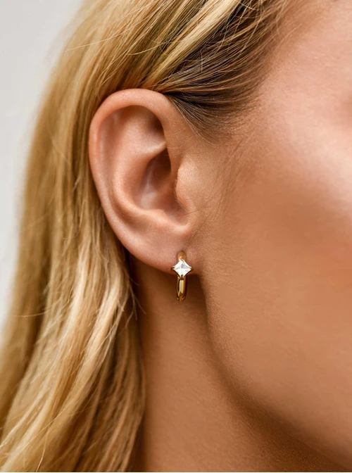 Kolczyki kółeczka, kryształek, stal pozłacana S211342Z00