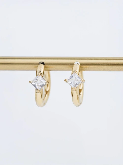 Kolczyki kółeczka, kryształek, stal pozłacana S211342Z00