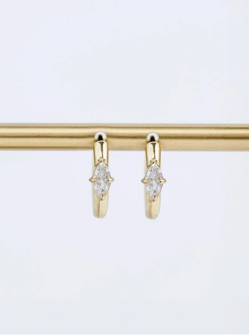 Kolczyki kółeczka, kryształek, stal pozłacana S211344Z00 