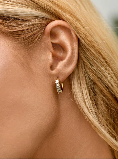 Kolczyki kółeczka, kryształki, stal pozłacana S211343Z00