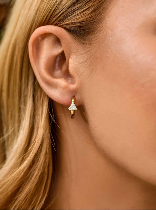 Kolczyki kółeczka, kryształki, stal pozłacana S211346Z00