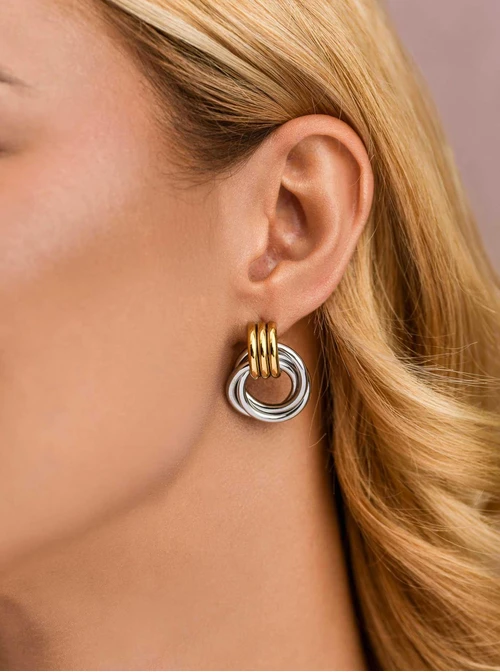 Kolczyki kółka, stal pozłacana S212308M00