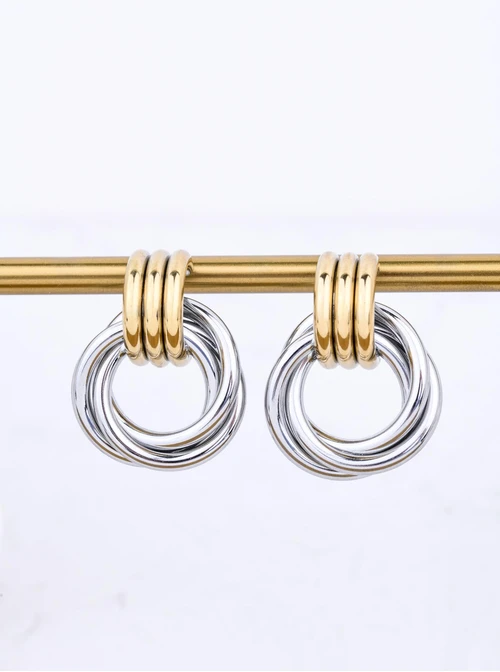 Kolczyki kółka, stal pozłacana S212308M00