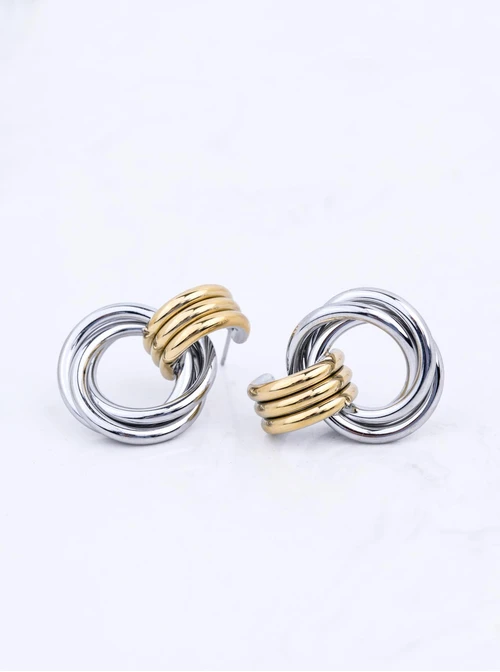 Kolczyki kółka, stal pozłacana S212308M00