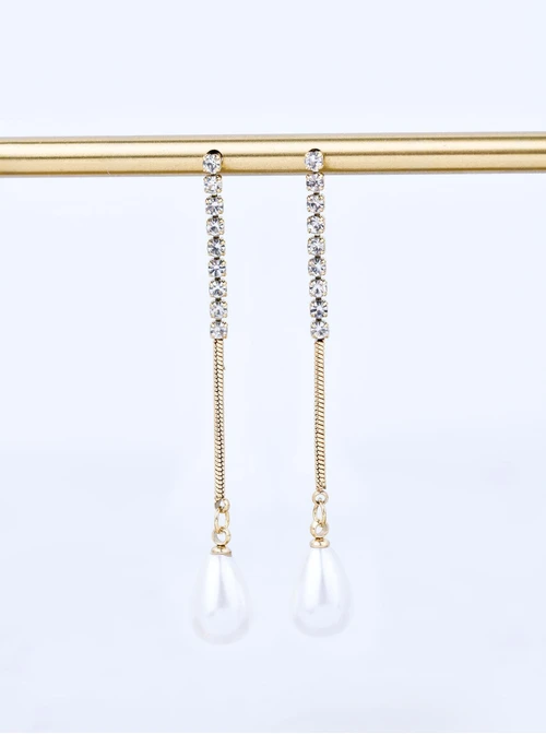 Kolczyki kropelki, kryształki, stal pozłacana S211655Z00