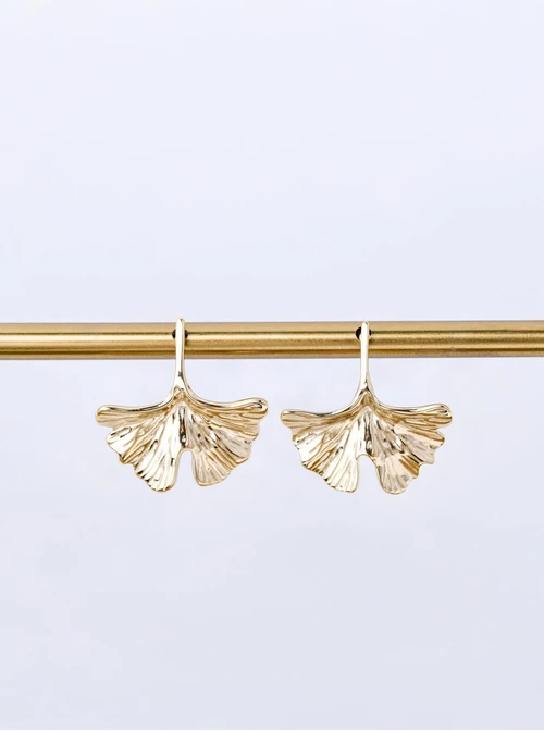 Kolczyki liść miłorzębu, stal pozłacana S211756Z00