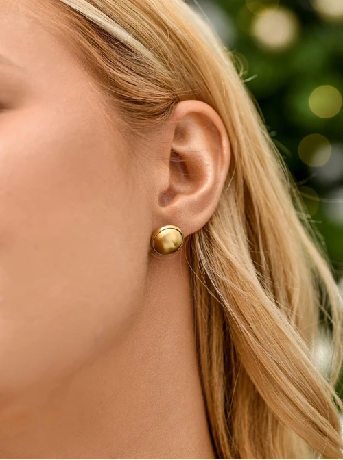 Kolczyki matowe kółeczka, stal pozłacana S211433Z00