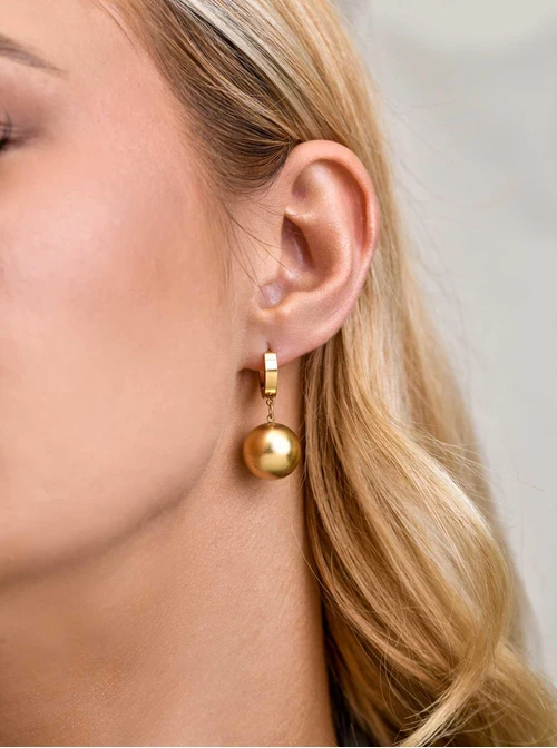 Kolczyki matowe kulki, stal pozłacana S211726Z00