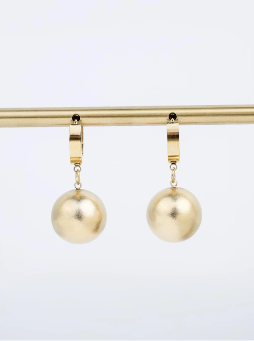 Kolczyki matowe kulki, stal pozłacana S211726Z00