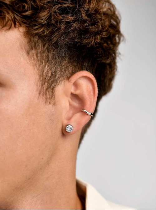 Kolczyki męskie, kryształek, stal  S210524S02