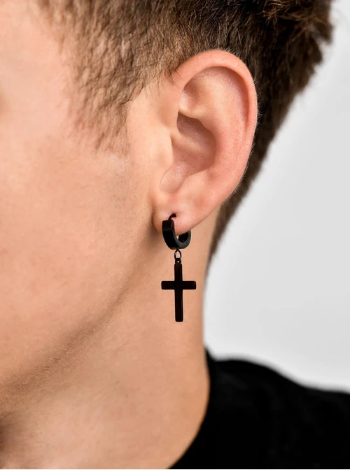 Kolczyki męskie krzyżyki, stal  S210526M01