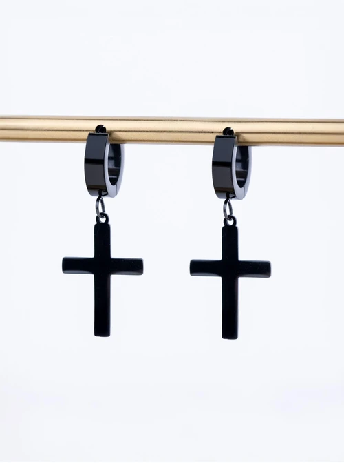 Kolczyki męskie krzyżyki, stal  S210526M01