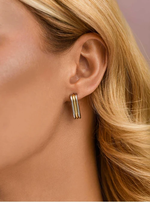 Kolczyki owalne, stal pozłacana S212293M00