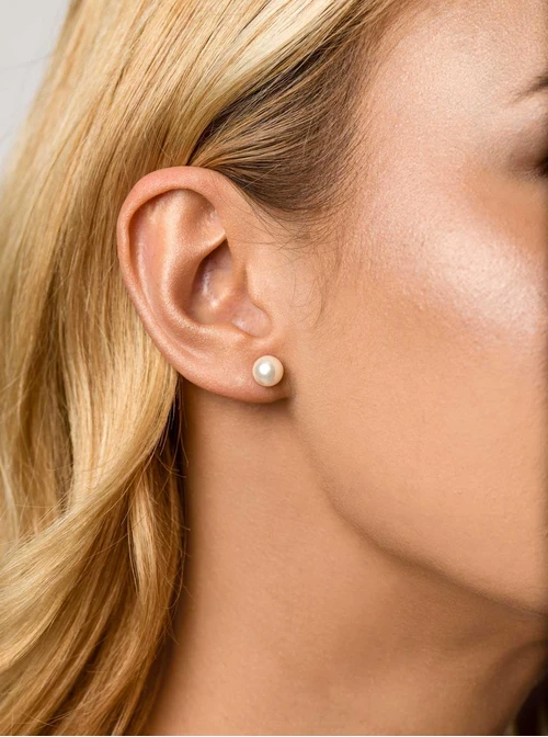 Kolczyki perełki, biały, stal S205298S00