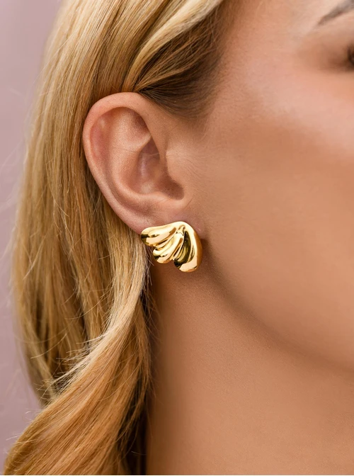 Kolczyki płatki kwiatów, stal pozłacana S211969Z00