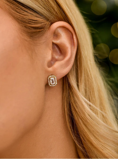 Kolczyki z kryształkami, stal pozłacana S211639Z00