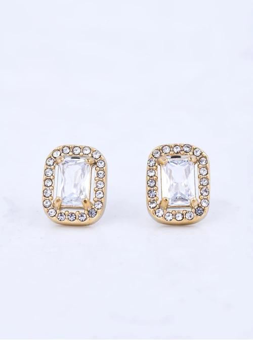 Kolczyki z kryształkami, stal pozłacana S211639Z00