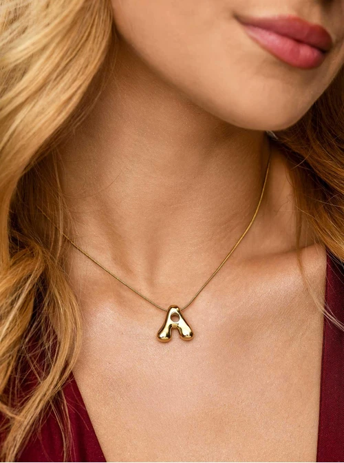 Naszyjnik dmuchana Literka A, stal pozłacana S312123Z00