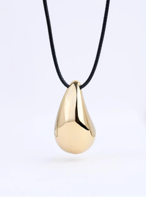 Naszyjnik dmuchana kropla, na rzemyku, stal pozłacana, S312250Z00