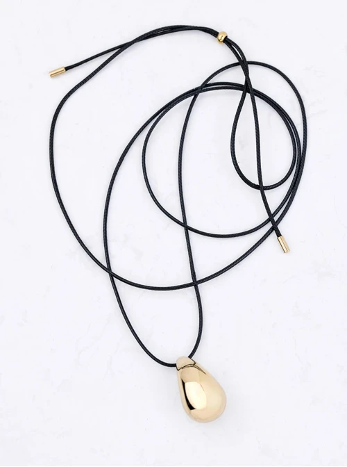 Naszyjnik dmuchana kropla, na rzemyku, stal pozłacana, S312250Z00