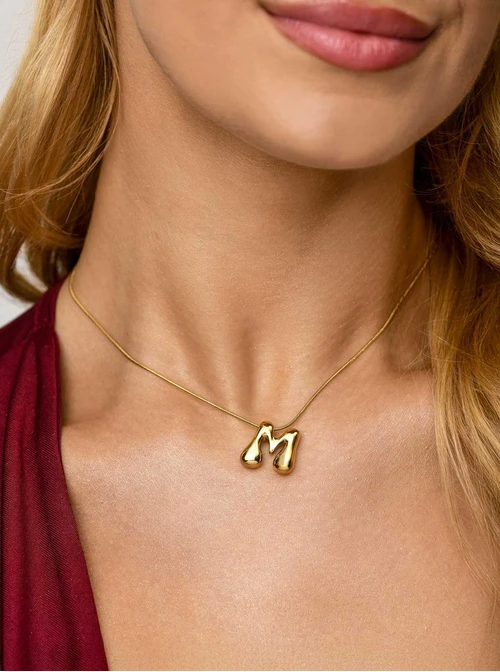 Naszyjnik dmuchana literka M, stal pozłacana S312124Z00