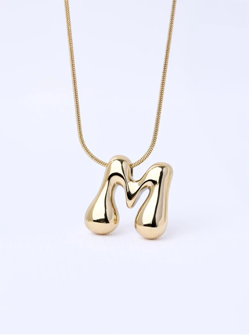 Naszyjnik dmuchana literka M, stal pozłacana S312124Z00
