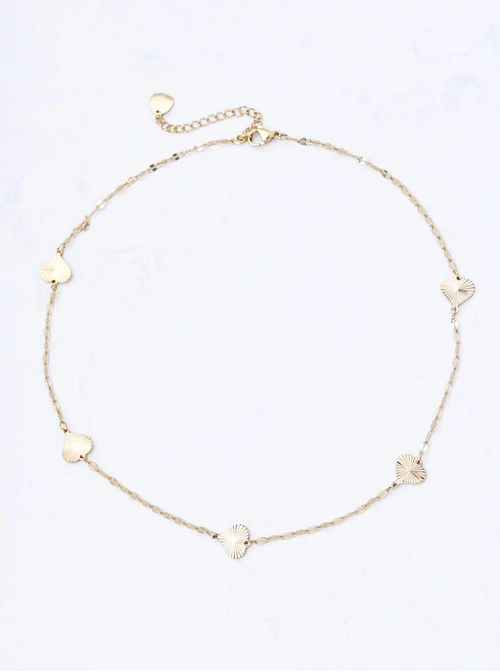 Naszyjnik frezowane serduszka, stal pozłacana S311852Z00