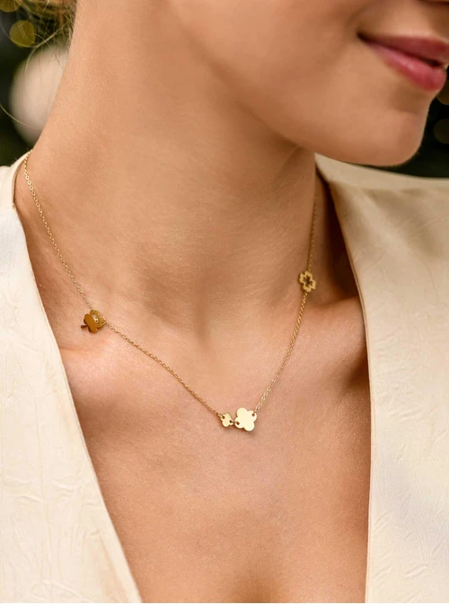 Naszyjnik koniczynki, stal pozłacana S311838Z00