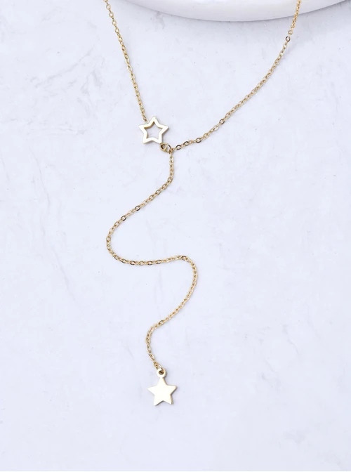 Naszyjnik krawatka, gwiazdki, stal pozłacana S311626Z00