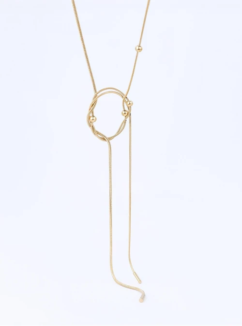 Naszyjnik krawatka, kuleczki, stal pozłacana S310483Z00