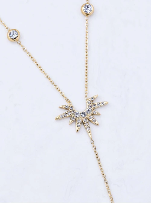 Naszyjnik krawatka, słońce, kropla, stal pozłacana S311587Z00