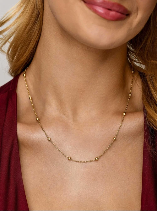 Naszyjnik kuleczki, stal pozłacana S312256Z00