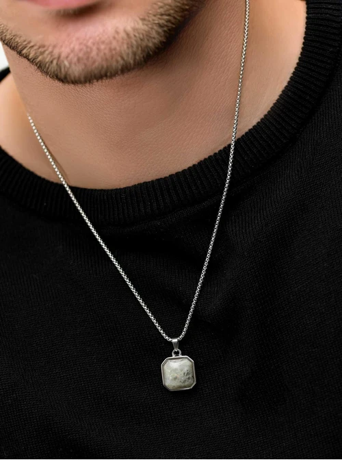 Naszyjnik męski, Labradoryt, stal S310509S00