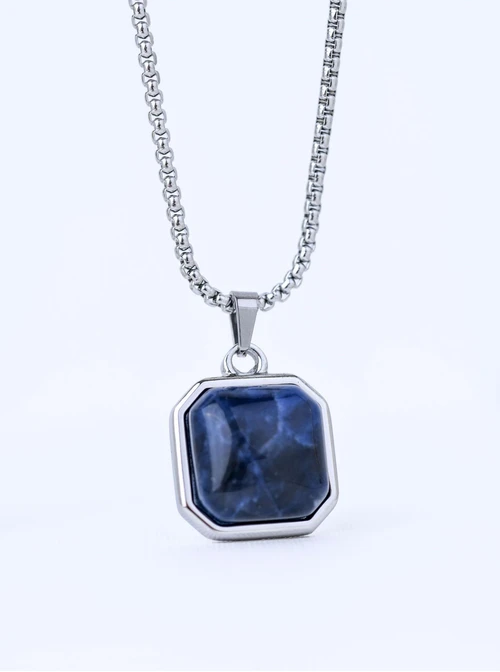 Naszyjnik męski, Sodalit, stal S310507S00