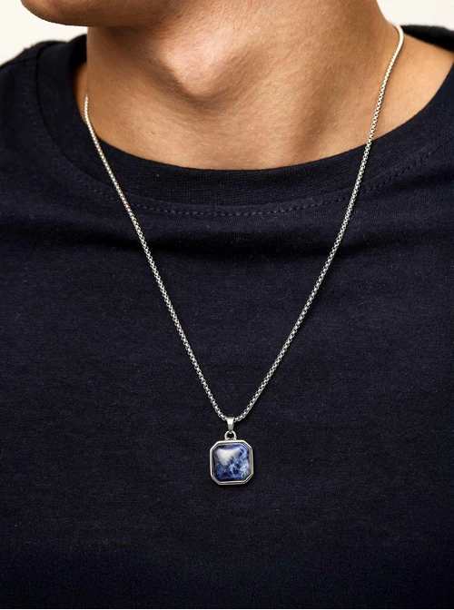 Naszyjnik męski, Sodalit, stal S310507S00