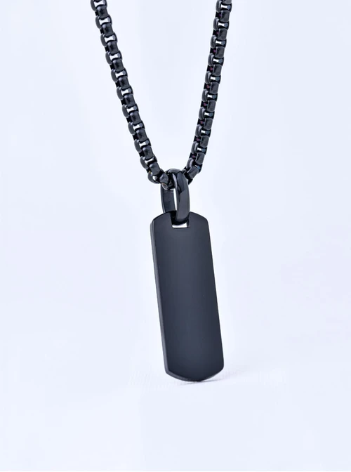 Naszyjnik męski, czarny, stal S311490S01