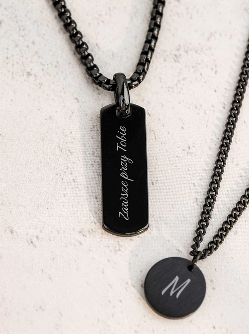 Naszyjnik męski, czarny, stal S311490S01