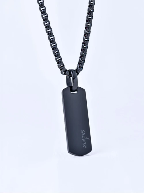 Naszyjnik męski, czarny, stal S311490S01