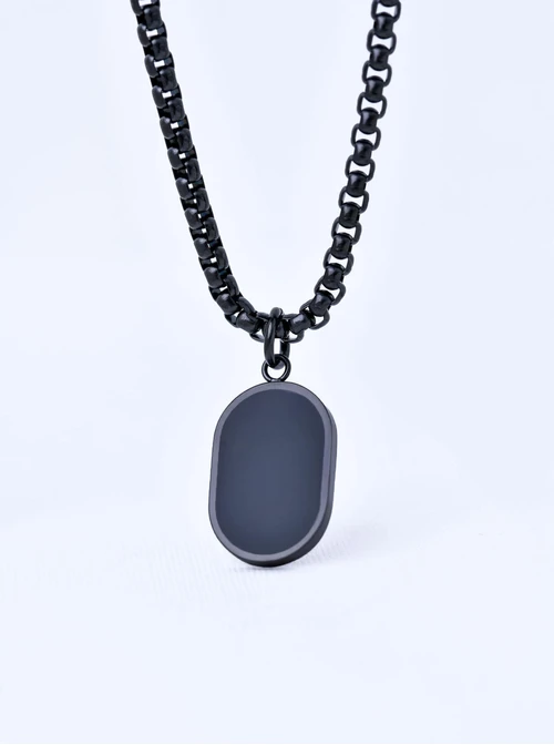 Naszyjnik męski, czarny, stal S311503S01