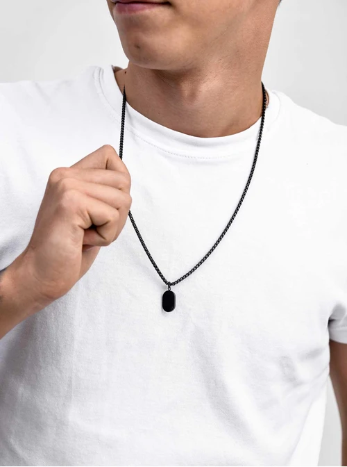 Naszyjnik męski, czarny, stal S311503S01
