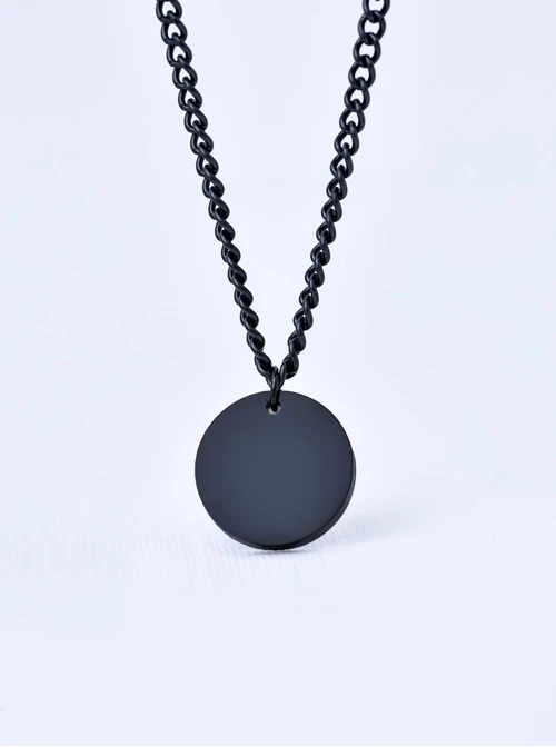 Naszyjnik męski, kółko, czarny, stal S310492M01