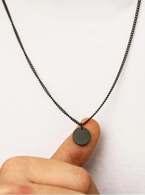 Naszyjnik męski, kółko, czarny, stal S310492M01