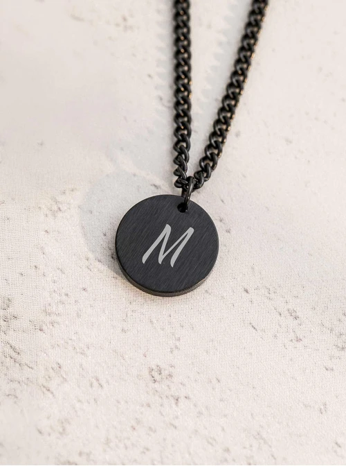 Naszyjnik męski, kółko, czarny, stal S310492M01