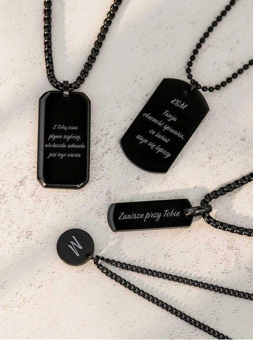 Naszyjnik męski, kółko, czarny, stal S310492M01