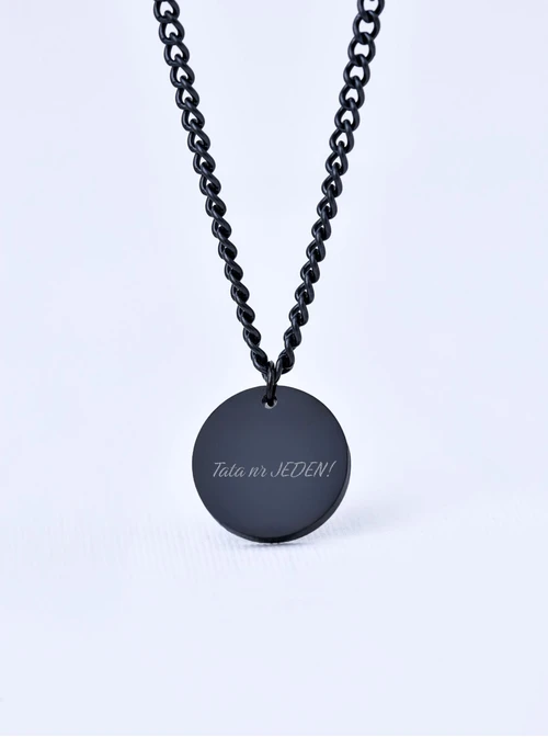 Naszyjnik męski, kółko, czarny, stal S310492M01