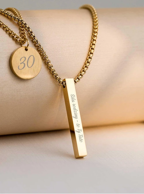 Naszyjnik męski, kółko, stal pozłacana S310492Z00