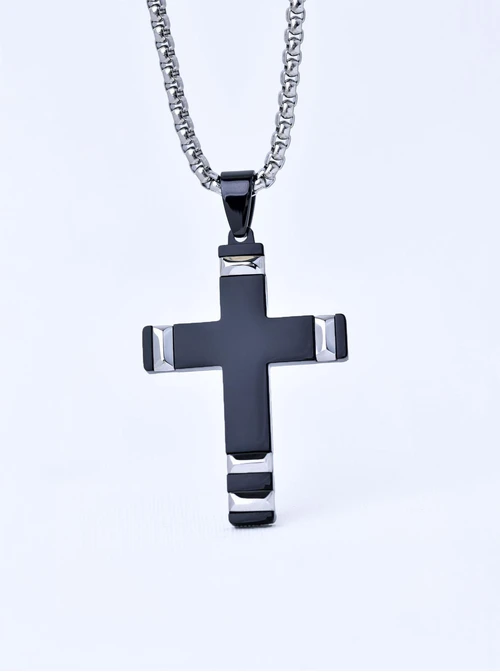 Naszyjnik męski, krzyż, stal S311491S01